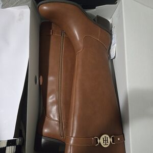 Brown Riding Boots with Logo Accent